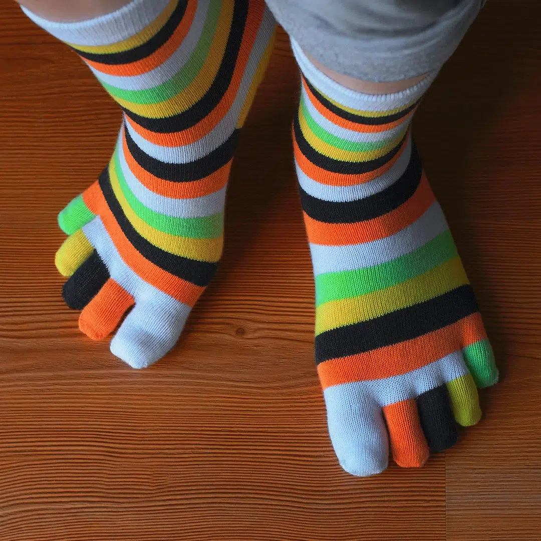 3 Pairs Toe Socks Calf Length Funny Feet Animal Womens Striped Toe Soc —  AllTopBargains