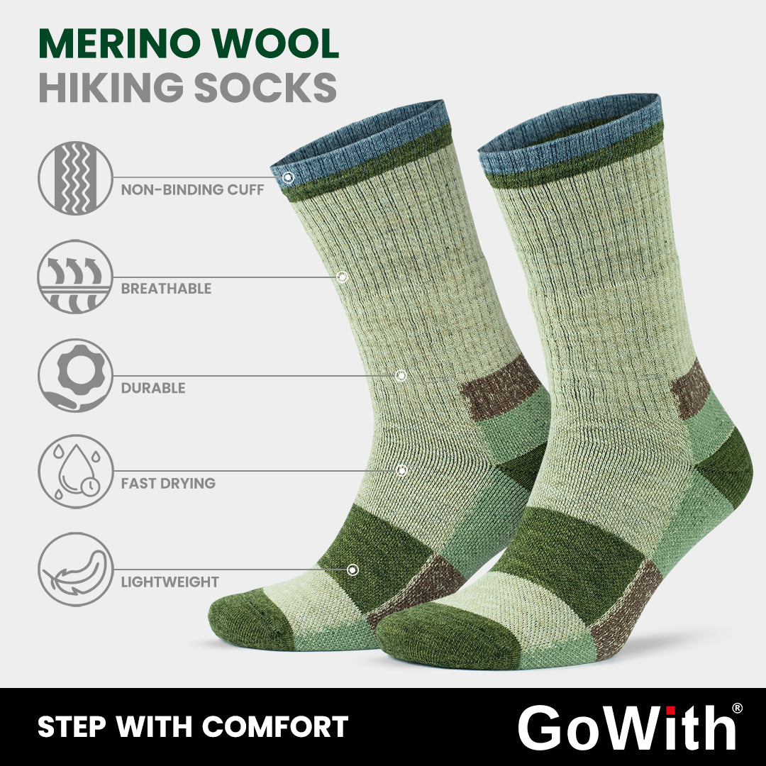 GoWith merino wool hiking socks design features